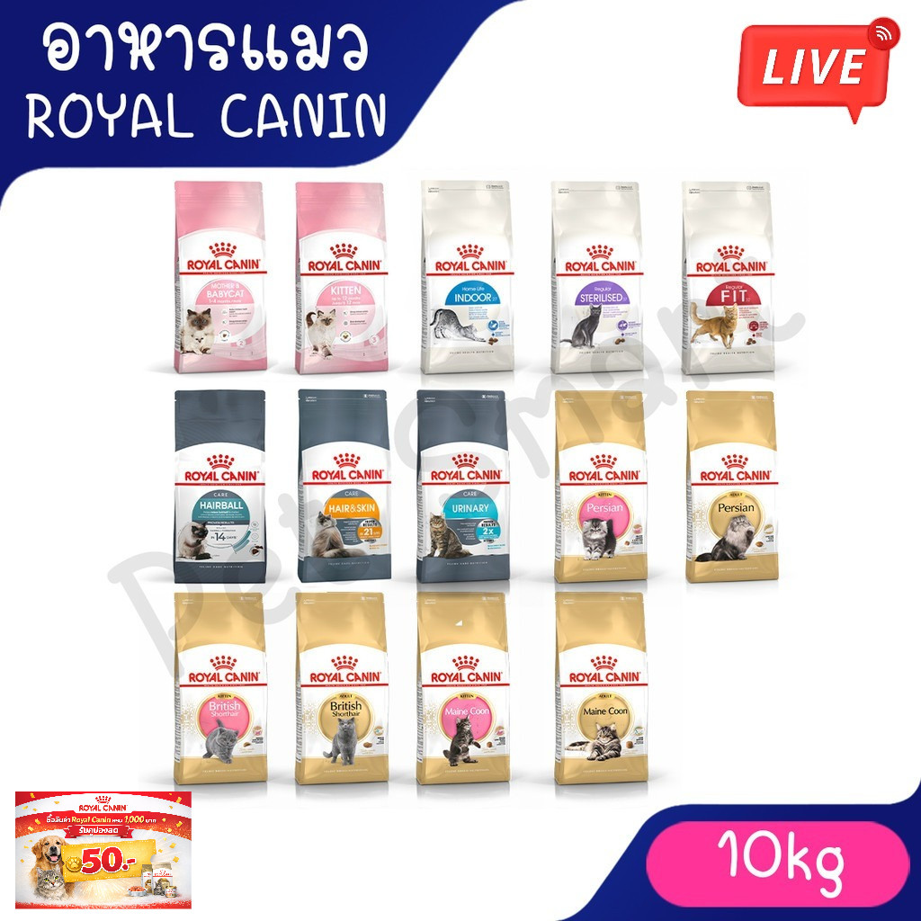 Live [10Kg] Royal Canin Cat อาหาร แมว โรยัล คานนิน ครบทุกสูตร แมวโต ลูกแมว แมวสายพันธุ์