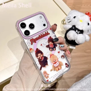 Matte Monchhichiเคสโทรศัพท์แม่เหล็กสําหรับiPhone 17 Pro Max/16/15 Pro Max/14/14 Pro Maxหรูหราผู้หญิงฝาครอบการ์ตูน,กันกระแทกเต็มรูปแบบ