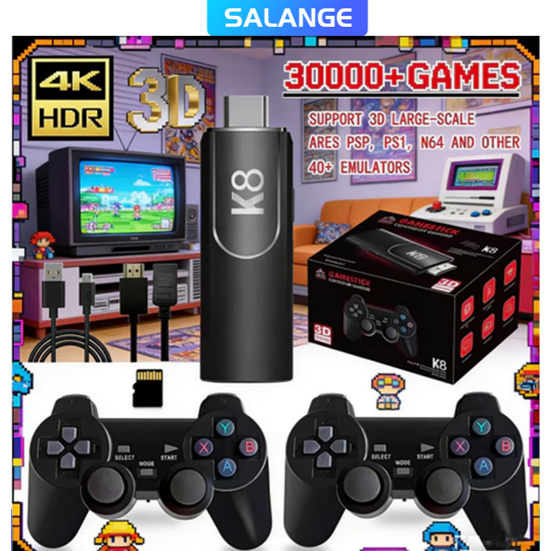 【Thailand Delivery】Salange K8 4K HD Retro Video Gamepads Controller Stick ARM Mali-450 64GB TF Card 
