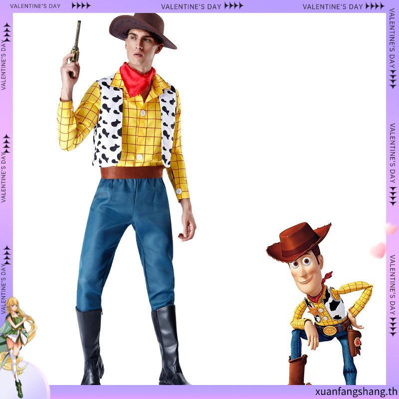 Toy Story Jessie ชุดสําหรับผู้หญิงคาวบอยตะวันตก Woody ชุดสําหรับชายผู้ใหญ่ฮาโลวีนคอสเพลย์เครื่องแต่ง