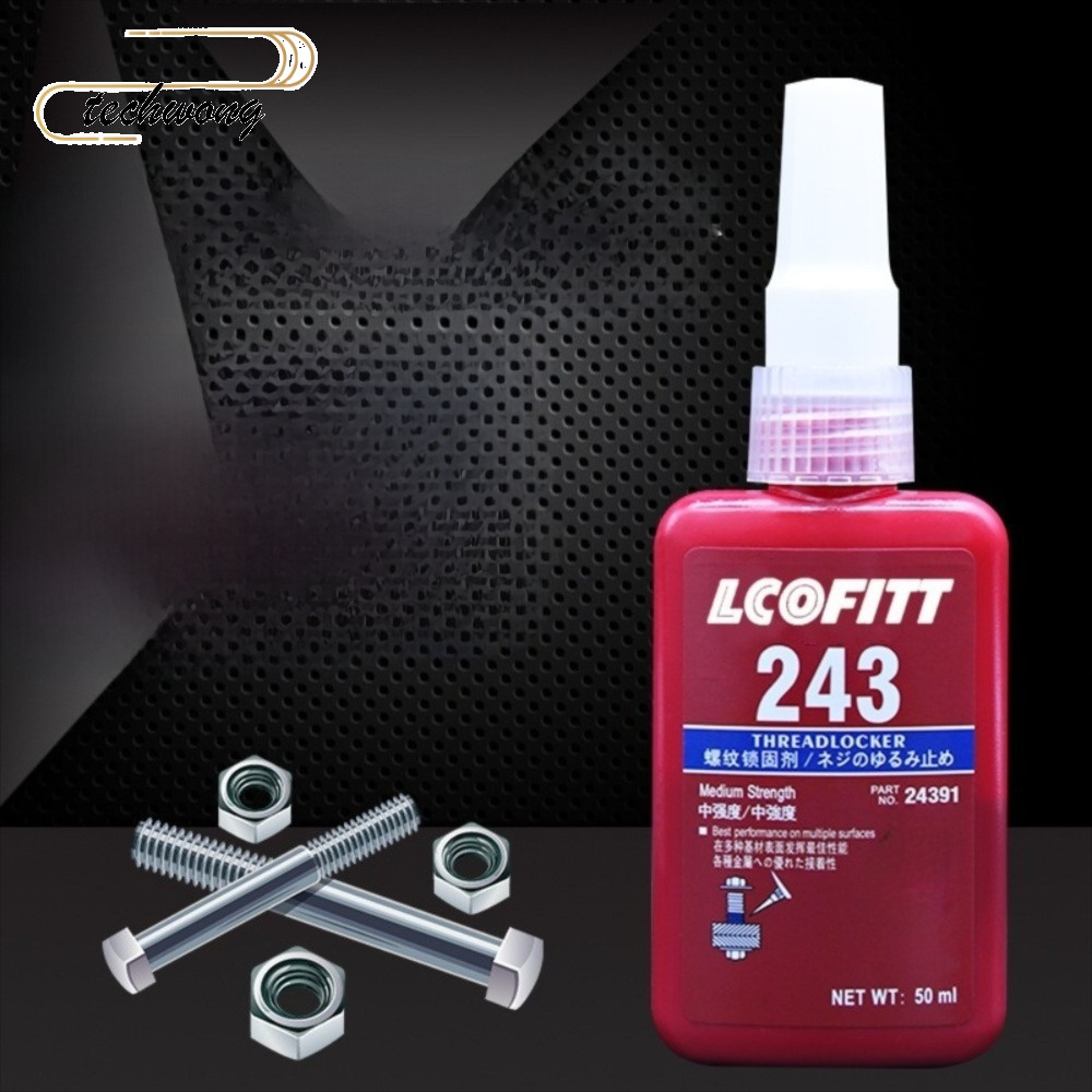 TECHWONG Nuts-Bolts Locker, กันน้ํา 50ml 243 Thread Locker, แบบพกพา Medium Strength Vibration Resist
