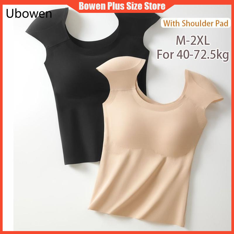 เสื้อกล้ามไหล่สแควร์สำหรับผู้หญิง ไซส์ M-2XL มีแผ่นรองไหล่และบราในตัว สะดวกสบายไม่จำเป็นต้องสวมบราเพิ่มเติม