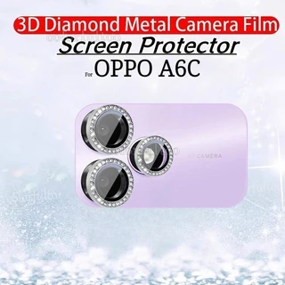 OppoA6C 2026 Glitter แหวนเพชรกระจกนิรภัยป้องกันหน้าจอกล้องเลนส์สําหรับOppo A6C OppoA6 6C C 6 C 4G 5Gโลหะเลนส์แหวนกระจกนิรภัยฝาครอบฟิล์ม