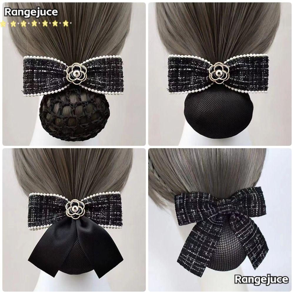 เครื่องประดับผม RANGEJUCE ตาข่ายลายดอกไม้ สีดำ สำหรับจัดทรงผม คุณภาพเยี่ยม