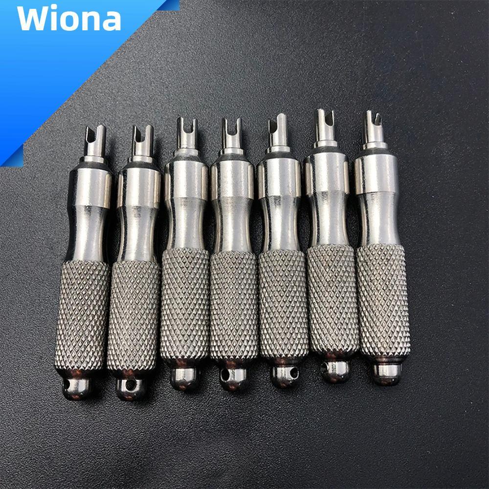 WIONA ไขควงซ่อมยาง,พร้อมแหวนกุญแจประแจวาล์วยางสแตนเลส,คุณภาพสูงป้องกันสนิมเครื่องมือซ่อมแซมยางสากลสํ