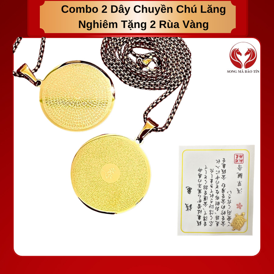 <HOT> Combo สร้อยคอ Mantra Shurangama 2 ชิ้น รับเต่าทองคํานําโชค 2 อัน - สแตนเลสไทเทเนียม - สินค้าฮว
