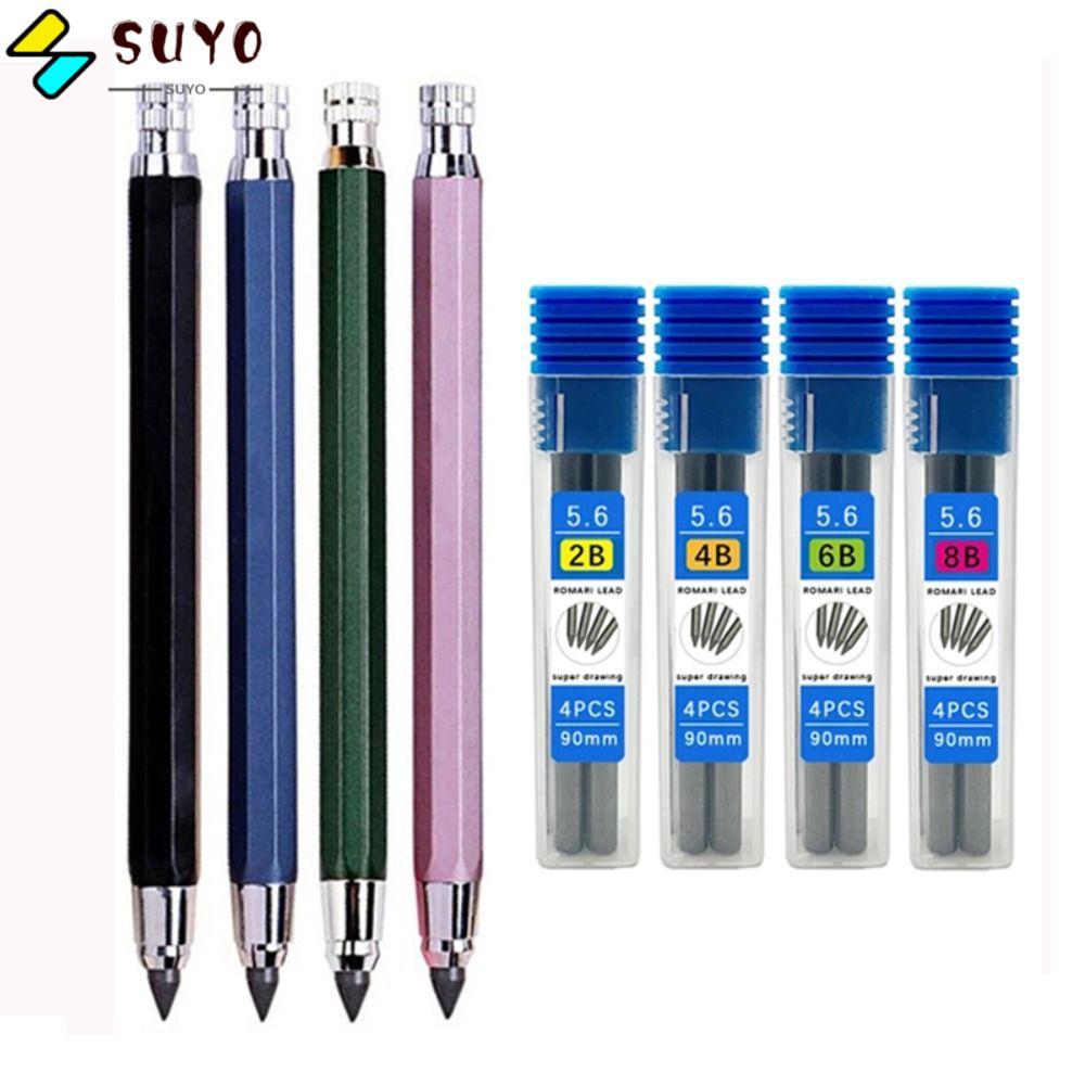 SUYO ดินสอกด 2B/4B/6B/8B ดินสอเติมอุปกรณ์สํานักงานโรงเรียนเครื่องเขียนการออกแบบการ์ตูนการเขียนภาพวาด