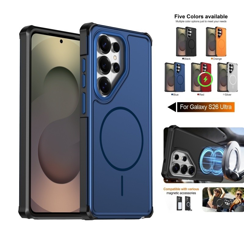 Magnetic Heavy Duty Cover Case สําหรับ Samsung Galaxy S26 S25 S24 Ultra Plus Skin Feel Casing