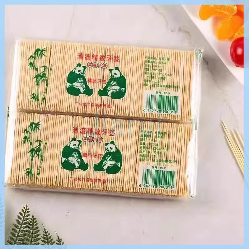 JiaRui 200 ชิ้น ไม้จิ้มฟันไม้ไผ่แบบ 2 หัวใช้แล้วทิ้งสำหรับใช้ในครัวเรือนและในเชิงพาณิชย์