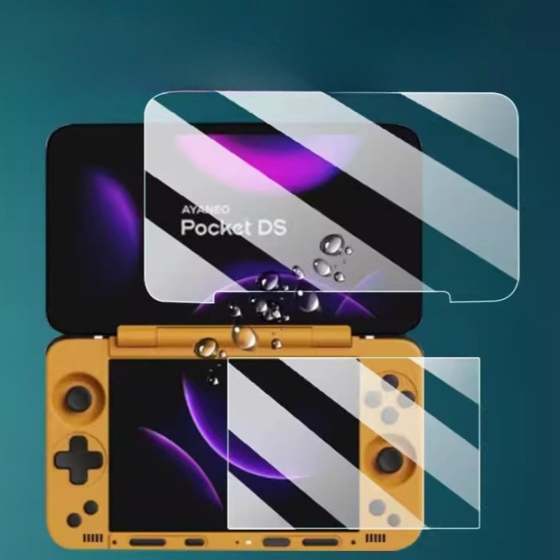 1 ชุด 2PCS กระจกนิรภัยสําหรับ AYANEO Pocket DS Full Cover Upper Lower Screen Protector สําหรับ Ayane