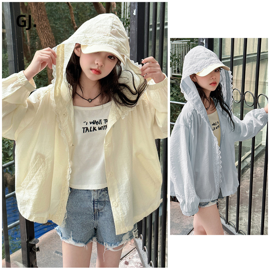 [GJ.] (โปรโมชั่น) เสื้อลูกไม้น่ารักสำหรับเด็กหญิงอายุ 4-15 ปี พร้อมเทคโนโลยีกันแดด สำหรับฤดูร้อน GB0002