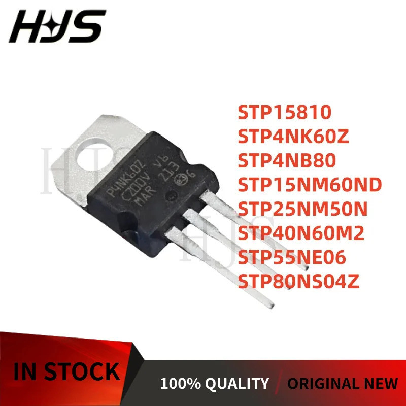 10 ชิ้น STP4NK60Z STP4NB80 STP80NS04Z STP15NM60ND STP15810 STP55NE06 STP40N60M2 STP25NM50N TO-220 ยี