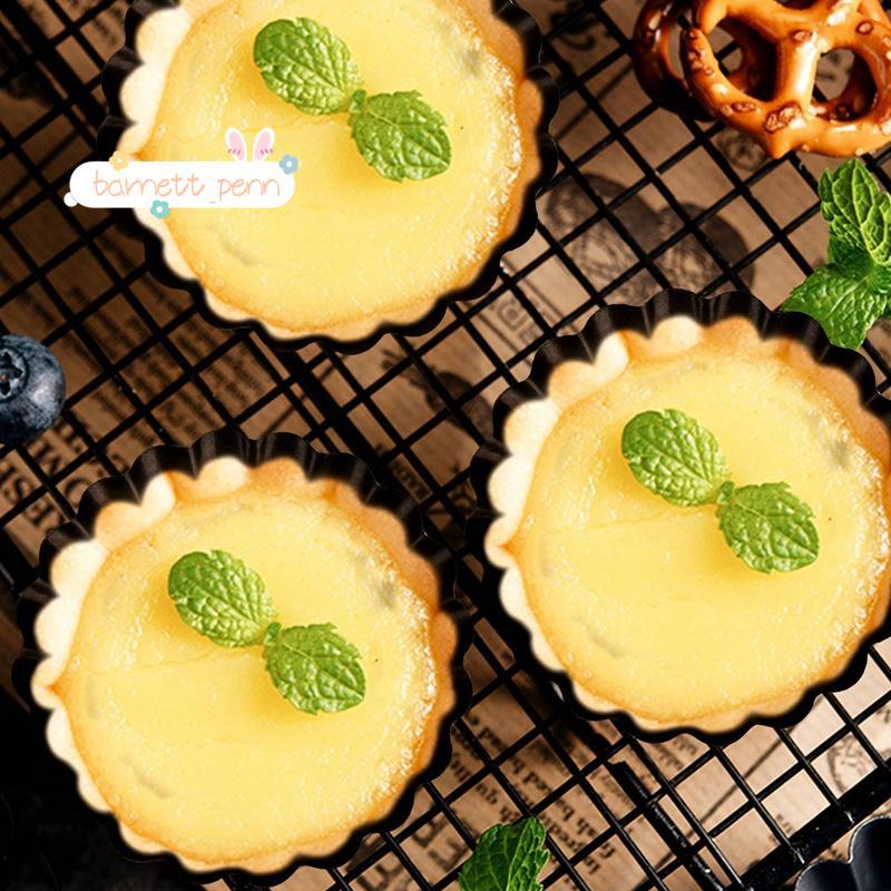 ชุดกระทะทาร์ต 6 ชิ้น, กระทะ Quiche ขนาด 4 นิ้วขนาดเล็กที่ถอดออกได้ด้านล่างกระทะ Quiche เหล็กคาร์บอนส