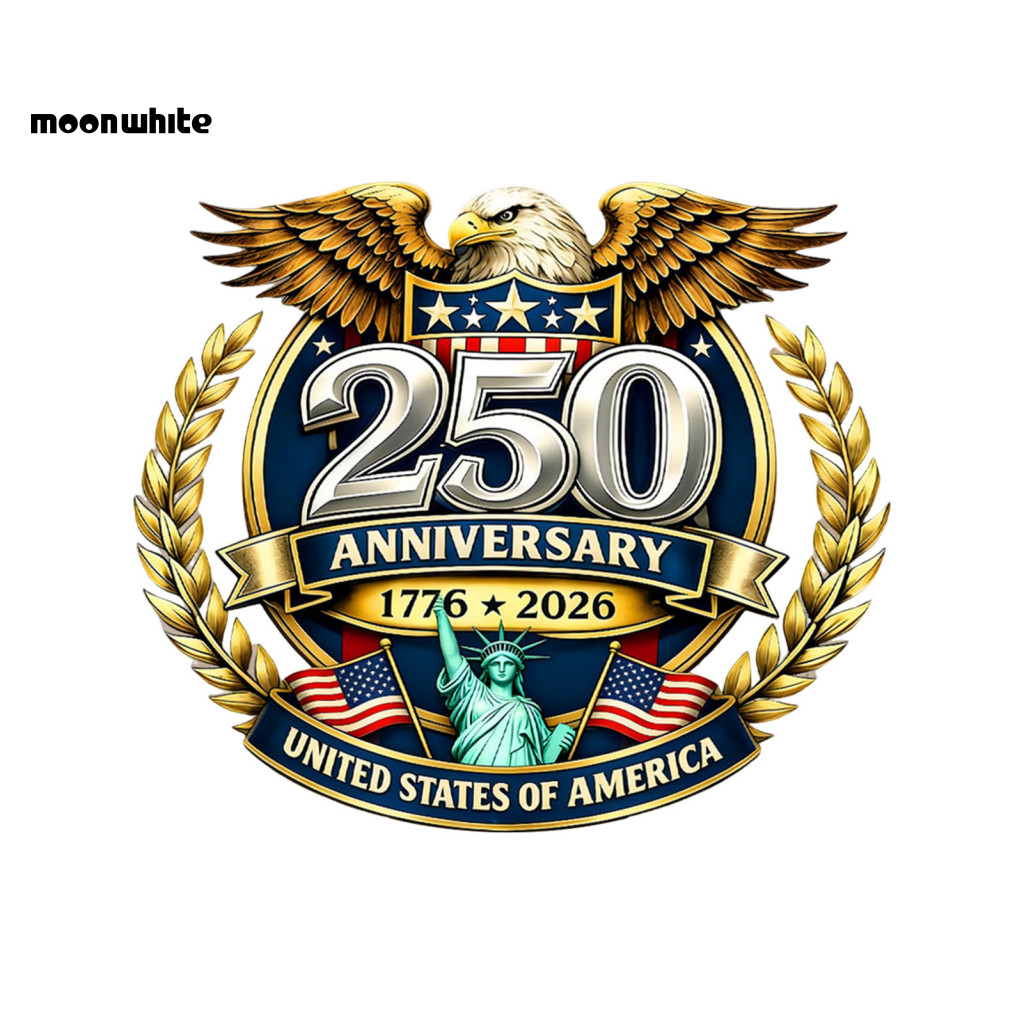 [MOONWHITE] 250th Usa Independence Window Sticker 4th of July Patriotic Decal 1776-2026 American Fla