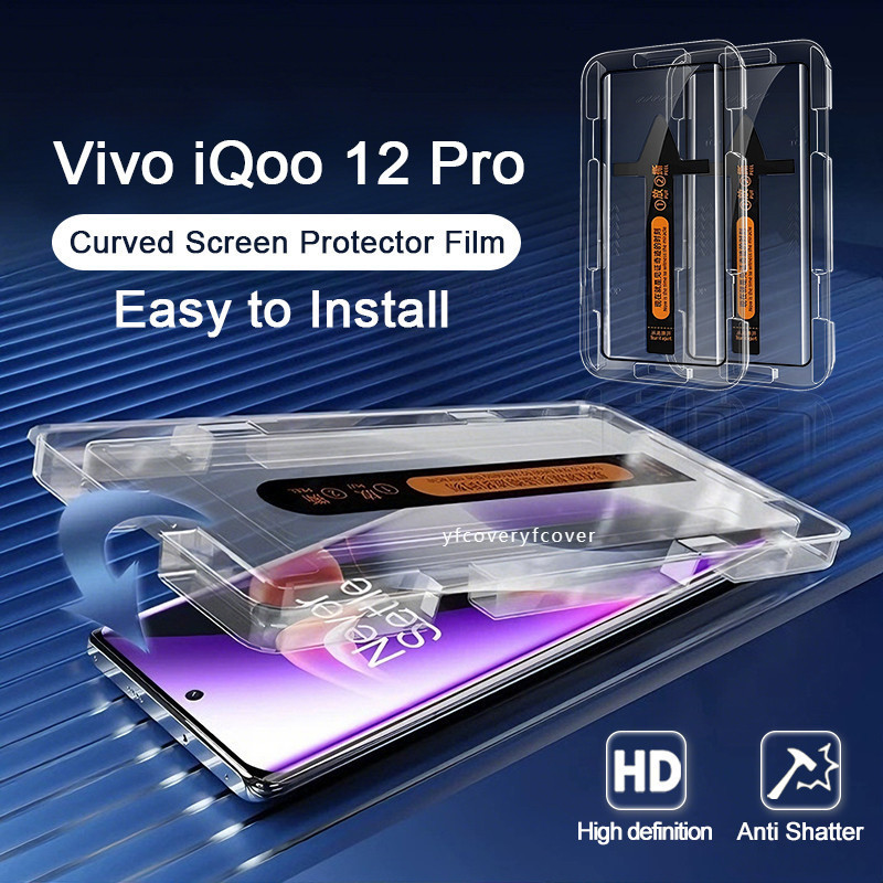 ฟิล์มแก้วสําหรับVivo iQOO 12 Proป้องกันหน้าจอสําหรับVivo iQoo 12 11 10 9 8 Z7 Proฝุ่นติดตั้งฟรีHDโค้