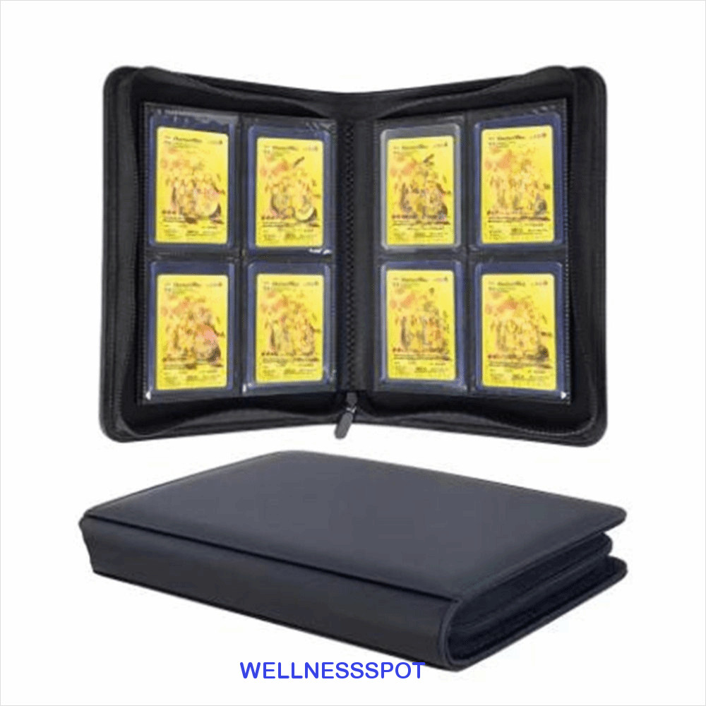 WELLNESSSPOT Toploader Binder, PU 4 Pocket Toploader Album, Gaming Card Folder 112 Toploader กันน้ํากันฝุ่นการ์ดสะสมอัลบั้มการ์ดเกม