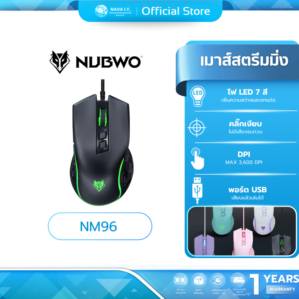 (มีส่งด่วน) NUBWO เม้าส์ NM96 GAMING MOUSE (สีดำ) - รับประกันสินค้า 1 ปี