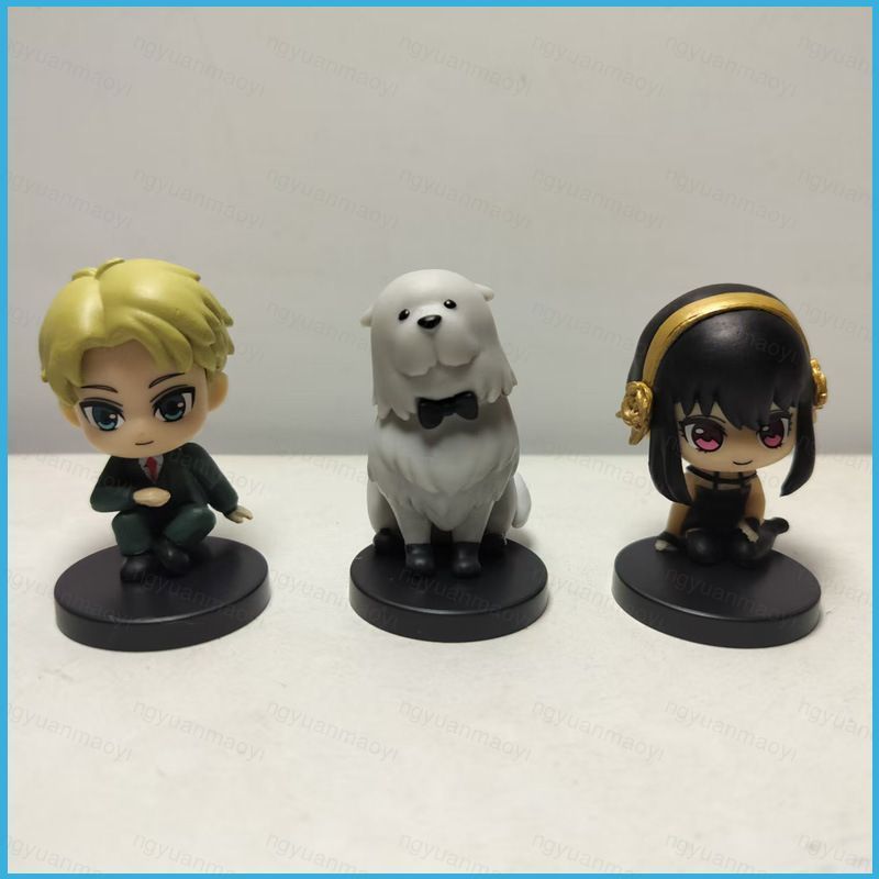 ZY2 6pcs SPY x FAMILY Anya Forger Lloyd Forger Sit-Down Chibi Action Figure Collections เครื่องประดั