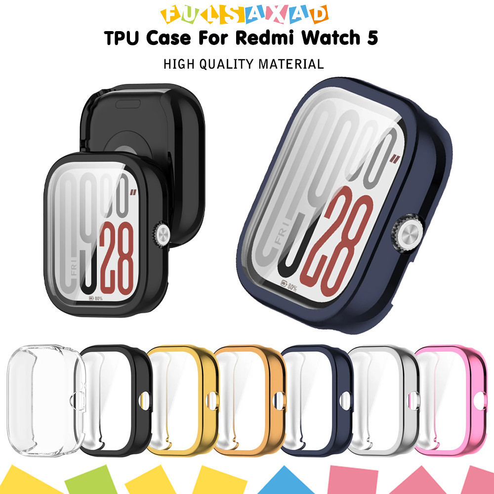 กรณี TPU สำหรับ for Xiaomi Redmi นาฬิกา 5 นุ่มครอบคลุมเต็มรูปแบบป้องกันหน้าจอป้องกัน Gores สำหรับ for Redmi นาฬิกา 5