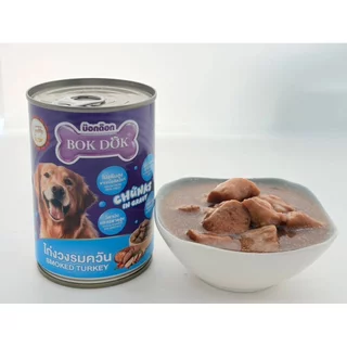 [1 กระป๋อง ]อาหารสุนัขเปียก bok dok แบบเกรวี่ แบบกระป๋อง 400g สำหรับสุนัข 3 เดือนขึ้นไป