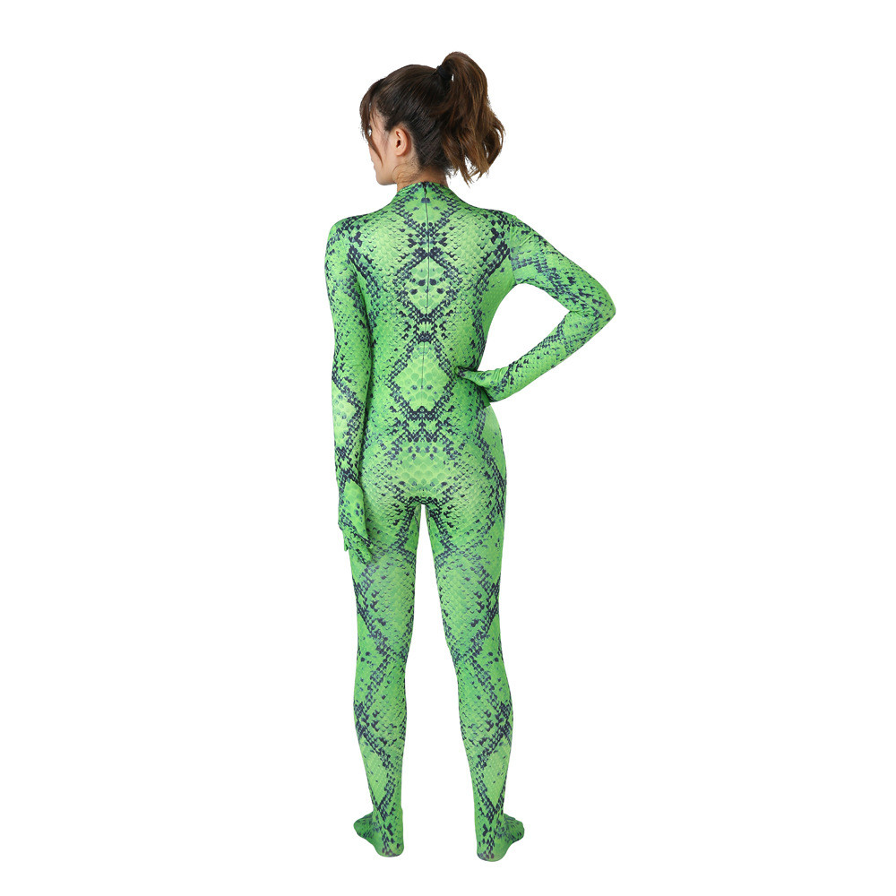 Hongbo Green Python ชุดบอดี้สูทสัตว์ แบบคอสเพลย์ สำหรับฮอลโลวีน