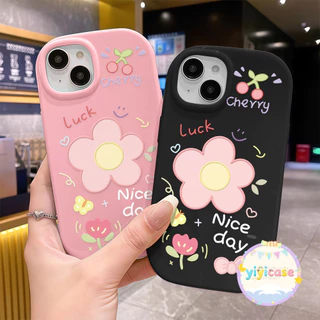 FLOWER เคสสำหรับไอโฟน17pro 13 11 16promax กรณีมือถือขอบกลม เรียบง่าย case for iPhone 15 14 12 ProMax XS XR 6/7/8Plus