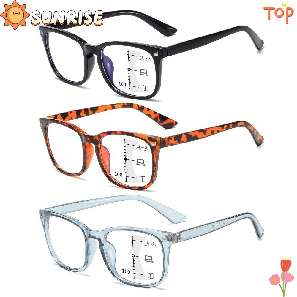 SUNRISE Progressive Multifocus Square Readers บานพับสปริง ออกแบบสำหรับการมองเห็นใกล้และไกล เหมาะสำหรับคนสายตายุบอายุ