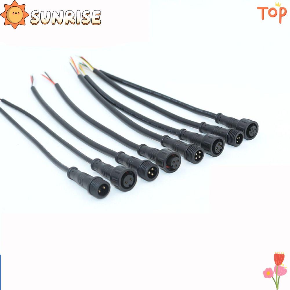 SUNRISE ชายกับหญิง LED Connector, 20 ซม.สายสีดํา 2Pin 3Pin 4Pin แจ็ค, 2Pin 3Pin 4Pin IP67 สายไฟกันน้