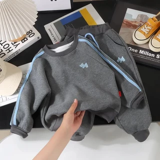 ชุดเสื้อสเวตเตอร์ สไตล์เกาหลี แขนยาว+ขายาว ชุดกีฬา สำหรับเด็กผู้หญิงและเด็กผู้ชาย❄️