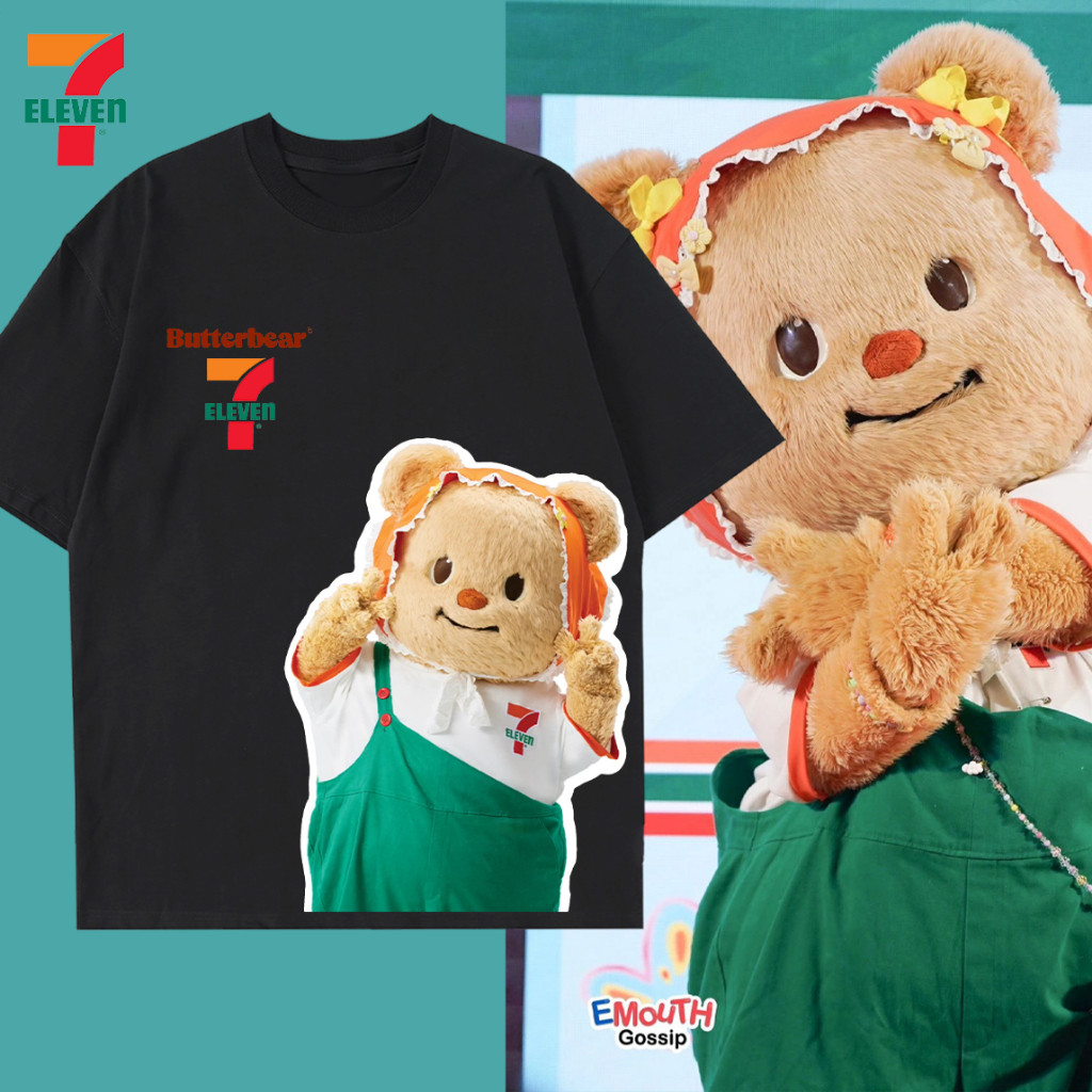 711 Seven Eleven x Butterbear T-Shirt ผ้าCotton 100% ใส่สบาย ไม่หด ไม่ย้ S-5XL