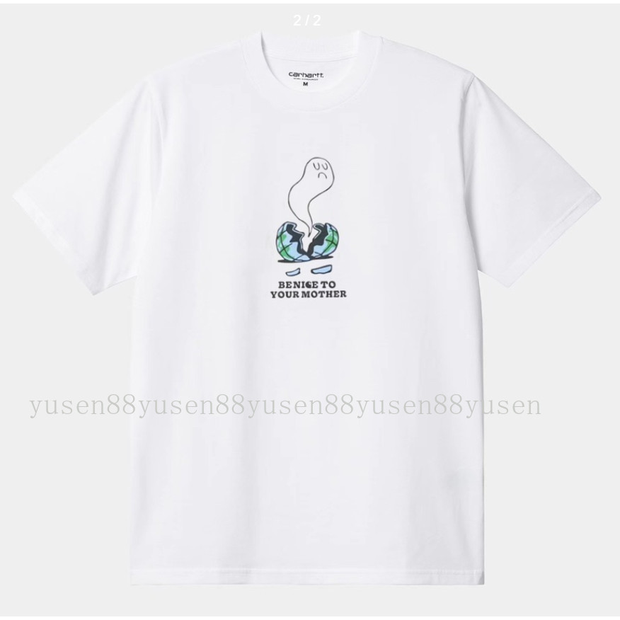 Carhartt WIP เสื้อยืดผ้าฝ้ายแท้คุณภาพสูง พิมพ์ลายบนรอบคอมากความสบายสำหรับทั้งชายและหญิง