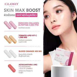 Glory 15DAYS Skin Max Boost วิตามินดริปผิวกลอรี่คอลลาเจนวิตามินซีมะเขือเทศส้มสีเลือแอสต้าแซนธิน