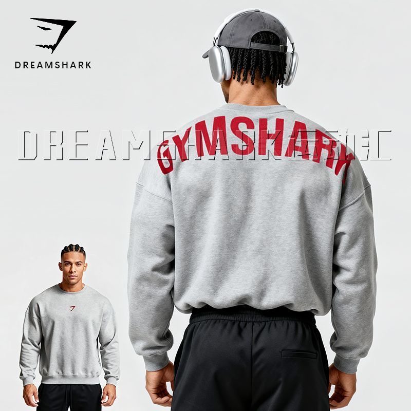 Gym Shark Sports Hoodie แขนยาวผู้ชายคล่องตัว สำหรับฝึกซ้อมและฟิตเนส