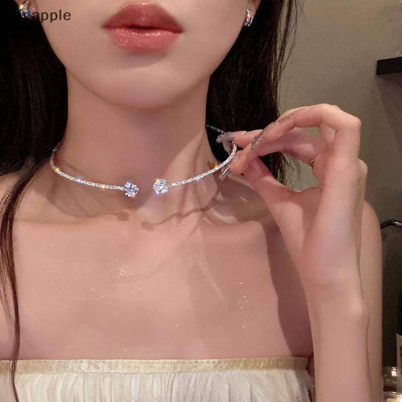 Bigapple Rhinestone Heart Collar สร้อยคอ Choker - เปิดคอแรงบิดเครื่องประดับ RDG