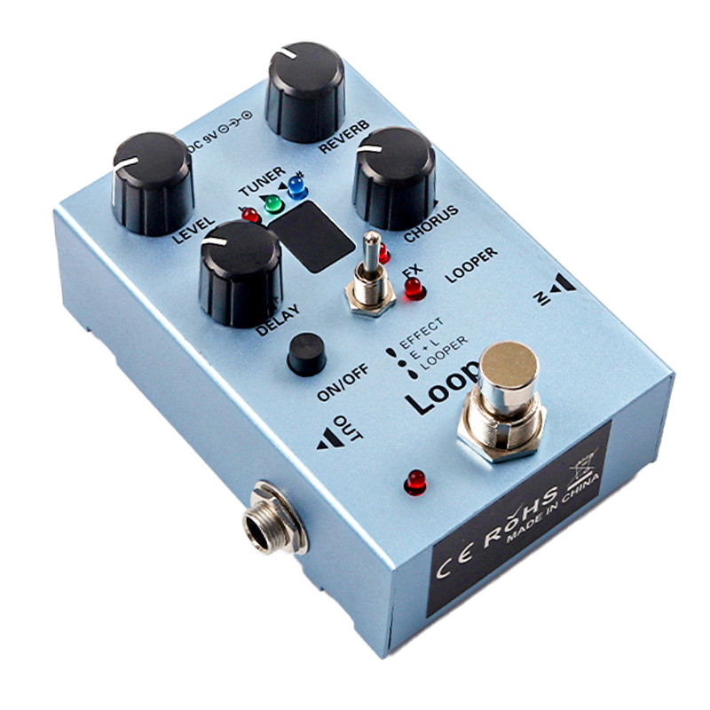 5-in-1 กีตาร์ Multi-Effects Pedal: 40s Looper Delay Chorus Reverb & Tuner ขนาดกะทัดรัดโลหะในตัว,True Bypass,9V DC