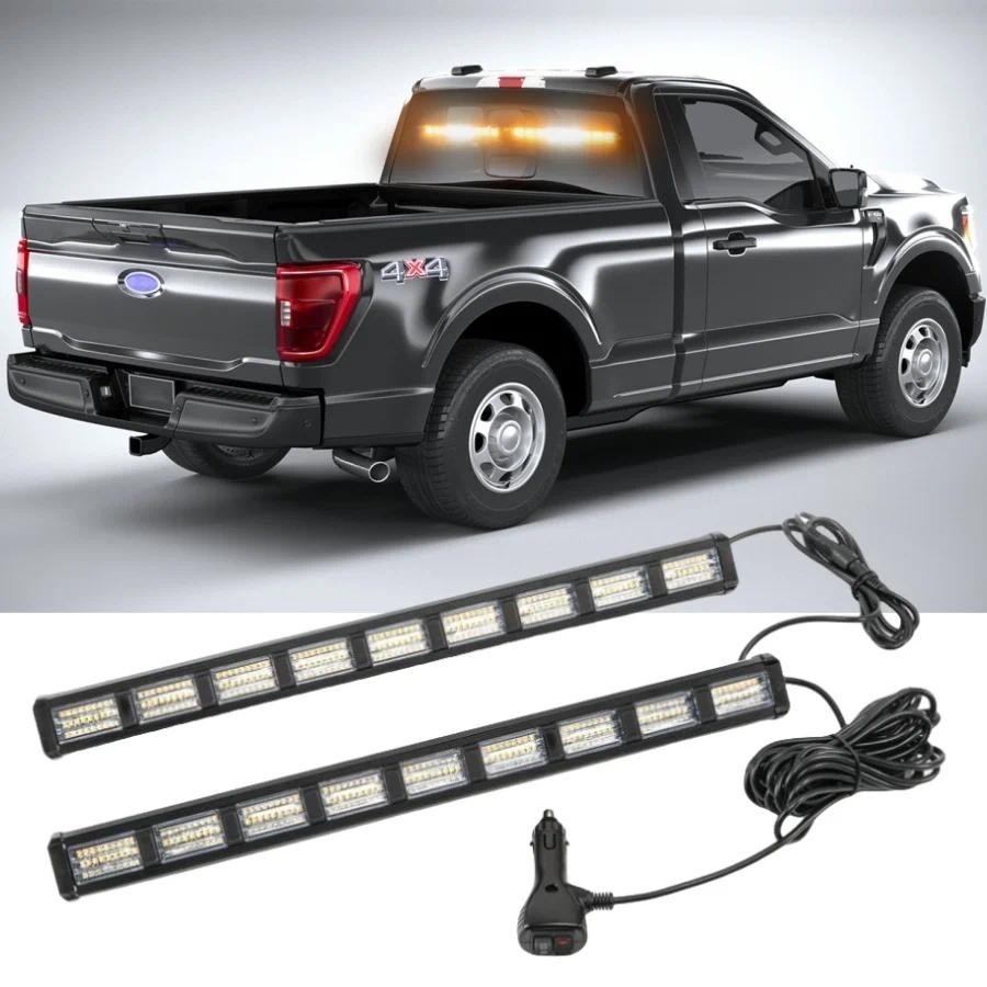 2pcs ฉุกเฉิน Strobe จราจร Advisor Light Bar 162 LED กระจก Visor ความปลอดภัยคําเตือนอันตรายกระพริบไฟส