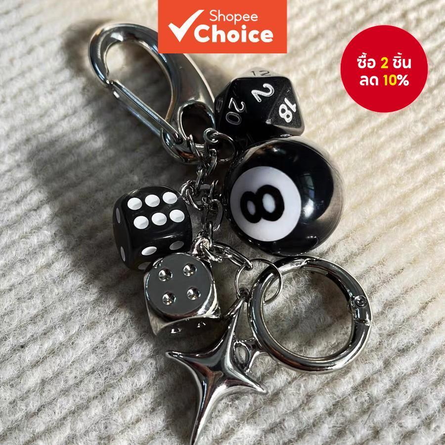 พวงกุญแจลูกเต๋าโกธิค-จี้ออบซิเดียนแฮนด์เมดสําหรับกระเป๋าและคีย์-อุปกรณ์เสริมโลหะของคู่รักขอบพร้อมการออกแบบปินเนอร์