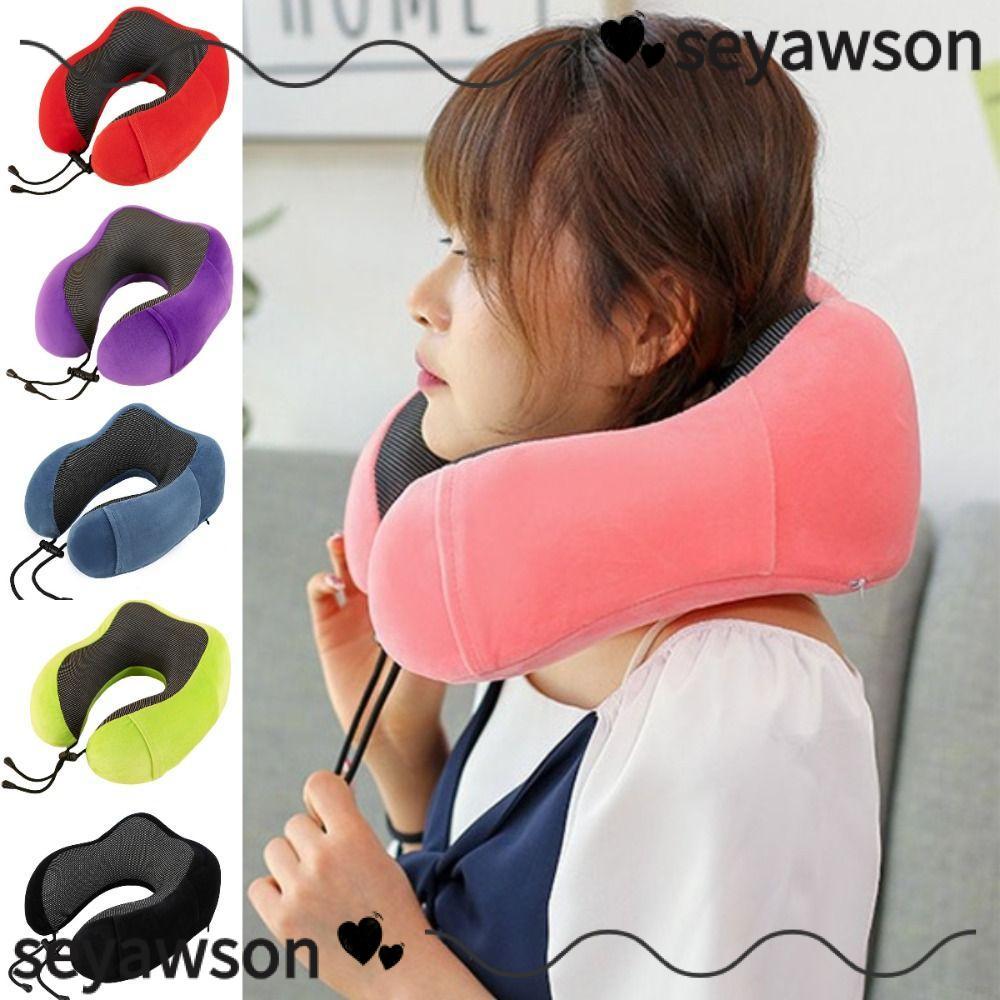 SEYAWSON หมอนรูปตัว U, หมอนเดินทางรองรับคอ 30*25*15 ซม., หมอนงีบหลับเมมโมรี่โฟมสําหรับเดินทางฟื้นตัว