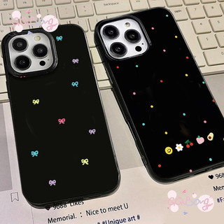 สำหรับ IPhone 16 17 AIR 15 13 11 12 14 Pro Max XR XS X Max 15 7 8 Plusโบว์เชอร์รี่สีสันสดใส ลายจุด ปกพื้นผิวมัน
