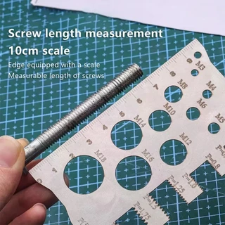 เก็บปลายทาง！ไม้บรรทัดวัดเกลียวน็อตสแตนเลส M3-M18 เครื่องวัดเกลียวสกรู เครื่องมือช่างมัลติฟังก์ชั่น พกพาสะดวก