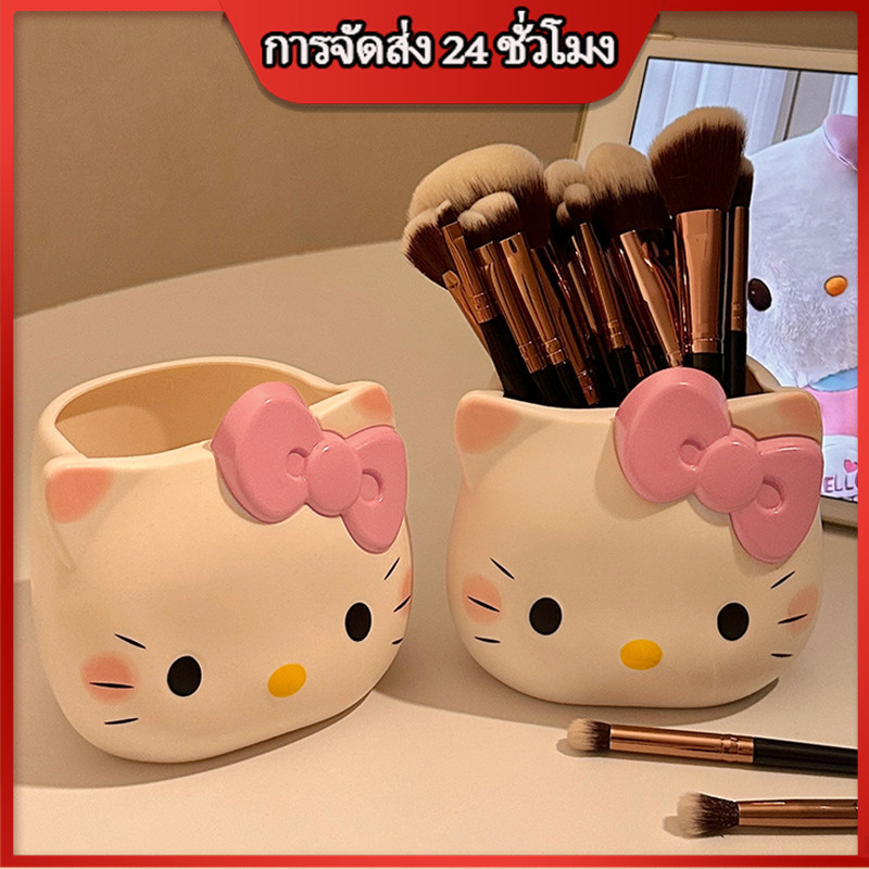 ตัวถือปากการูปร่างแมวน่ารักพร้อมการออกแบบหลายช่องสำหรับองค์กรแปรงแต่งหน้าและตกแต่งเดสก์ท็อป