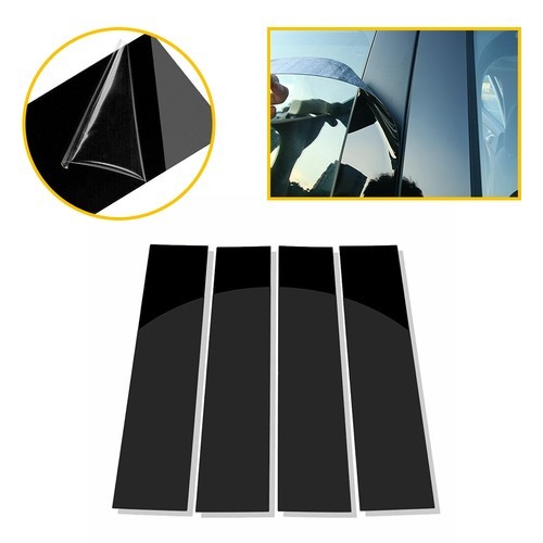 4PCS Piano Black Pillar Door Post Trim For Ford 04-14 F-150 F150 Super Cab Crew