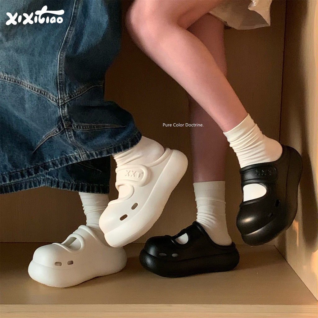 XIXITIAO Mary Jane รองเท้าแตะรองเท้าแตะหนา Soled สบายหญิงวันหยุดพักผ่อนฤดูร้อนชายหาด
