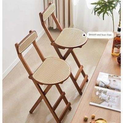 Rattan bar chair bar stool foldable back chair high chair high chair high stool kitchen island chair