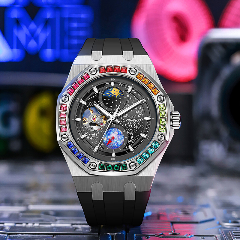 Swiss นาฬิกา Luminous Rainbow Gypsophila Series กันน้ํา Rhinestone Bezel ของขวัญ High-End Mechanical