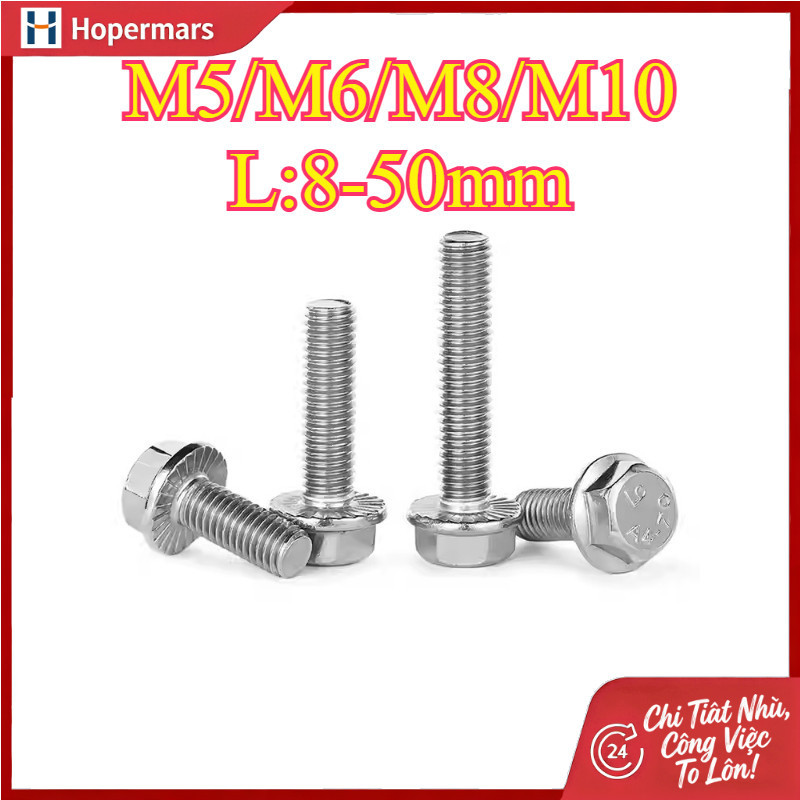 ✨316 สกรูกันลื่นหน้าแปลนสแตนเลส M5/M6/M8/M10 * L8-50mm (HA-LR-TH-1)