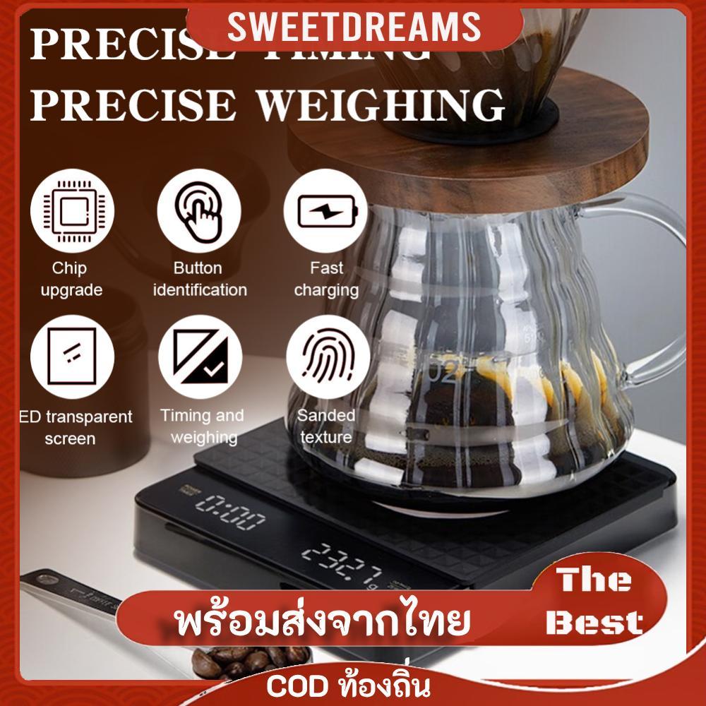 Mini Coffee Scale W/จับเวลาชาร์จ 3 กก./0.1g แบบพกพา Digital Kitchen Scale Auto Tare Espresso Coffee 