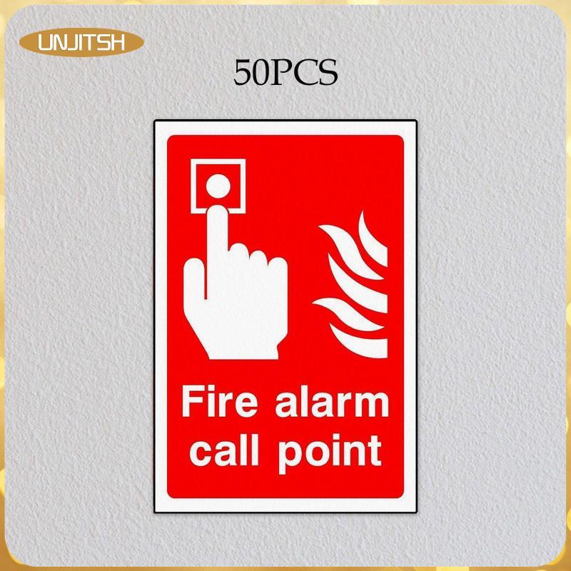 [unjitsh] 50 ชิ้น Fire Alarm Call Point Signs สติกเกอร์สําหรับ Shop Home ในร่มและกลางแจ้ง