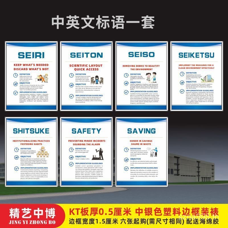 7S Wall Chart วัฒนธรรม 8S จีนภาษาอังกฤษ/ห้องประชุม 9S6S/Slogan Workshop โปสเตอร์นิทรรศการบอร์ด 10S E