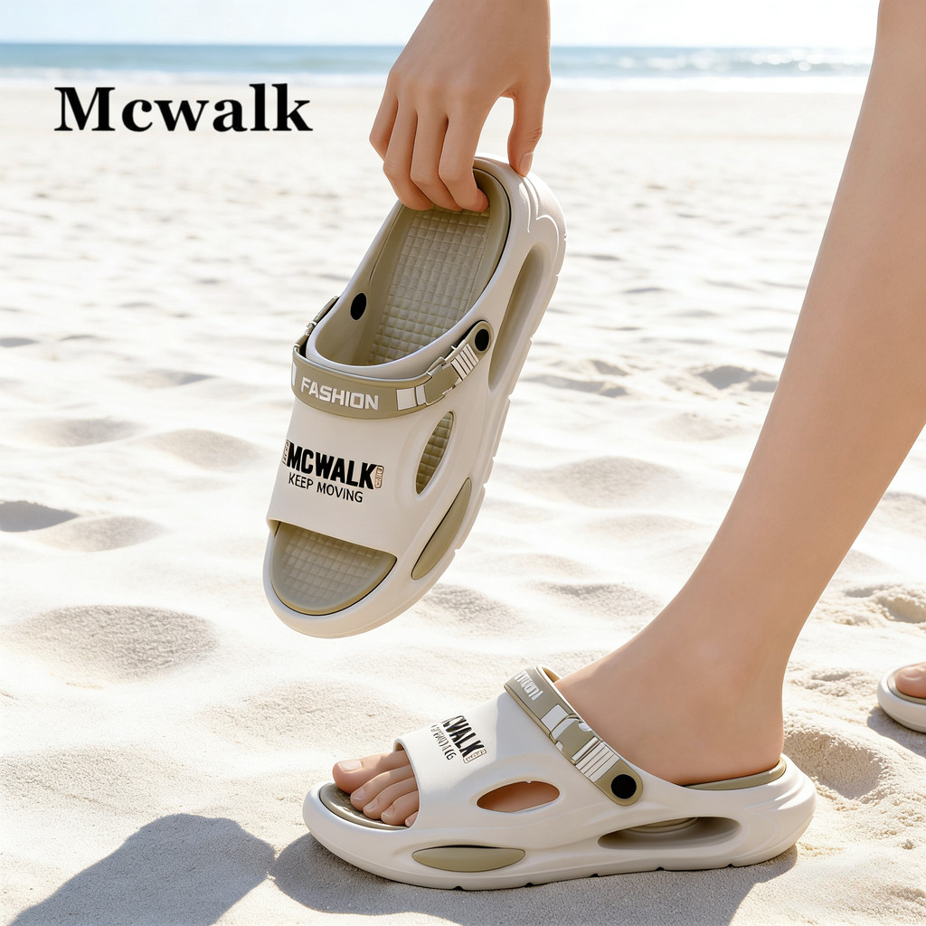 MCWALK ผู้ชาย กลางแจ้ง รองเท้าแตะ สไตล์ ที่ไม่ซ้ำกัน  ด้านล่างหนา การสึกหรอ  ป้องกันการลื่น  แบคทีเร